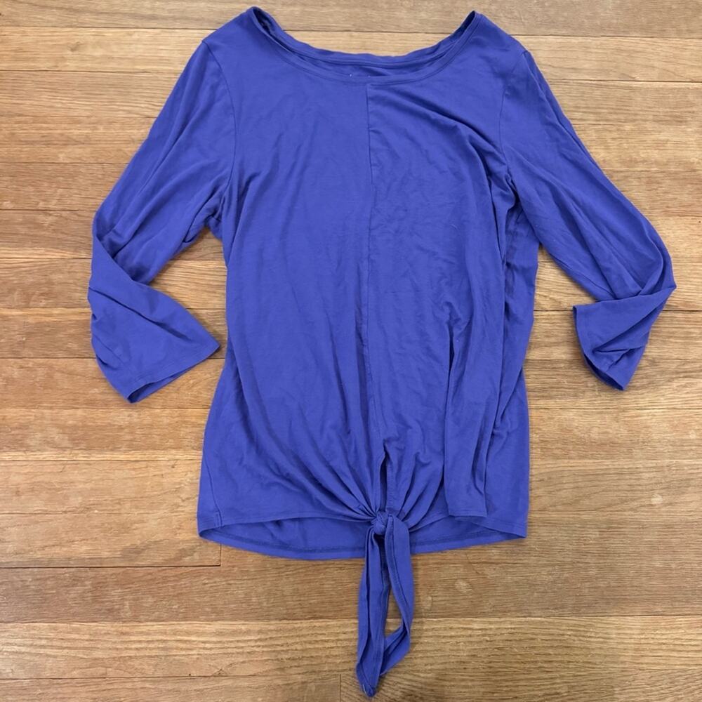 Chico's purple 3/4 sleeve tie waist shirt top size 12
b19